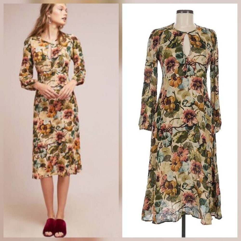 Ottod'Ame Valeria Floral Keyhole Midi Dress S